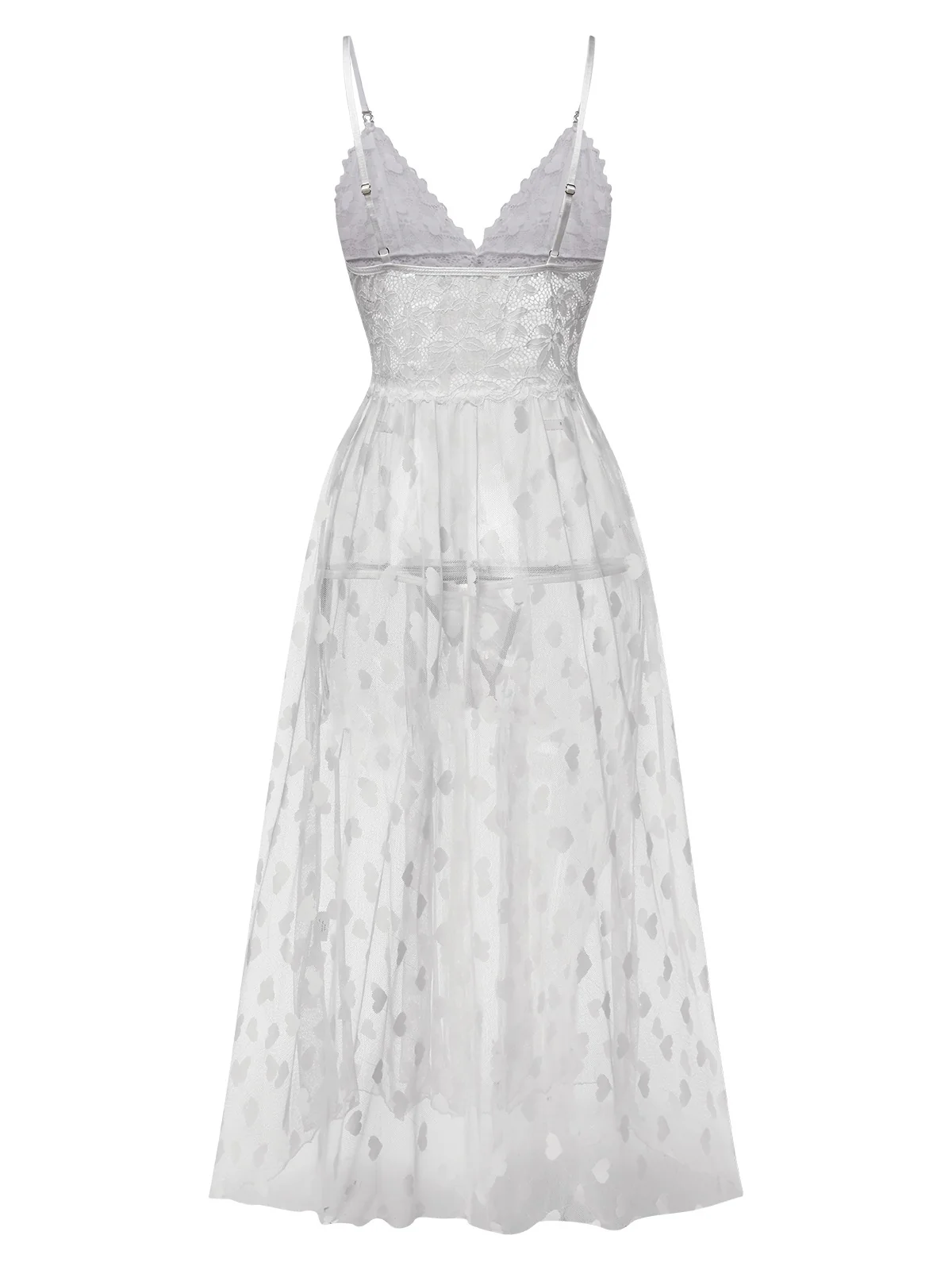 1930s Heart Dot Lace Spaghetti Straps Nightgown - Image 3