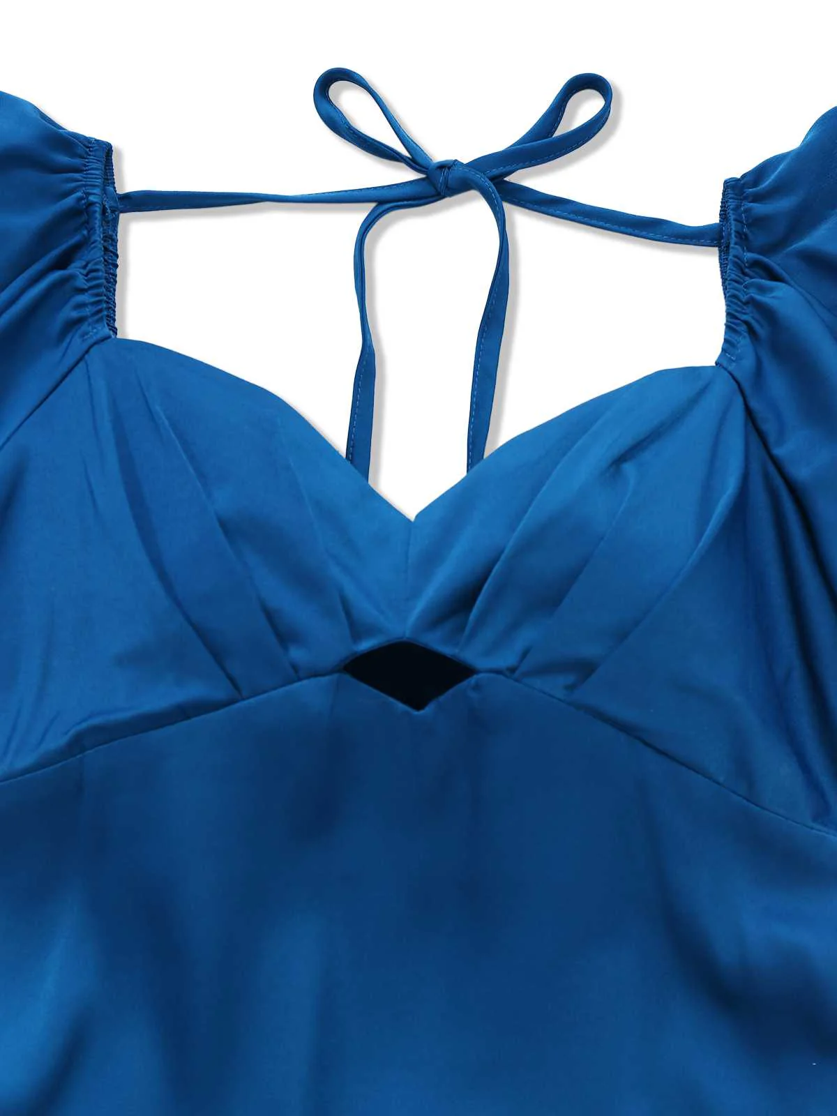 1930s Heart Neck Ruffled Sleeve Satin Dress - Image 4