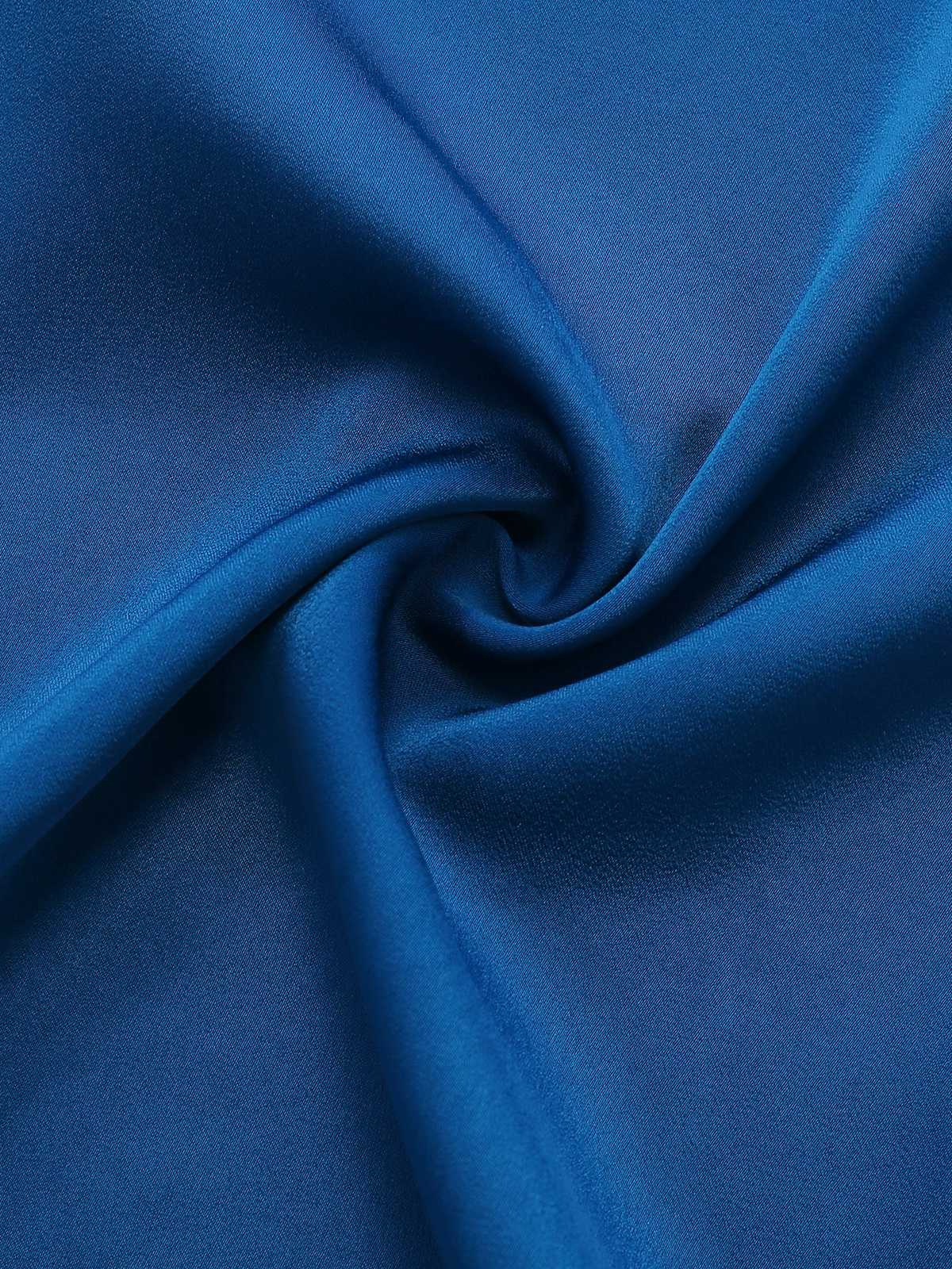 1930s Heart Neck Ruffled Sleeve Satin Dress - Image 7