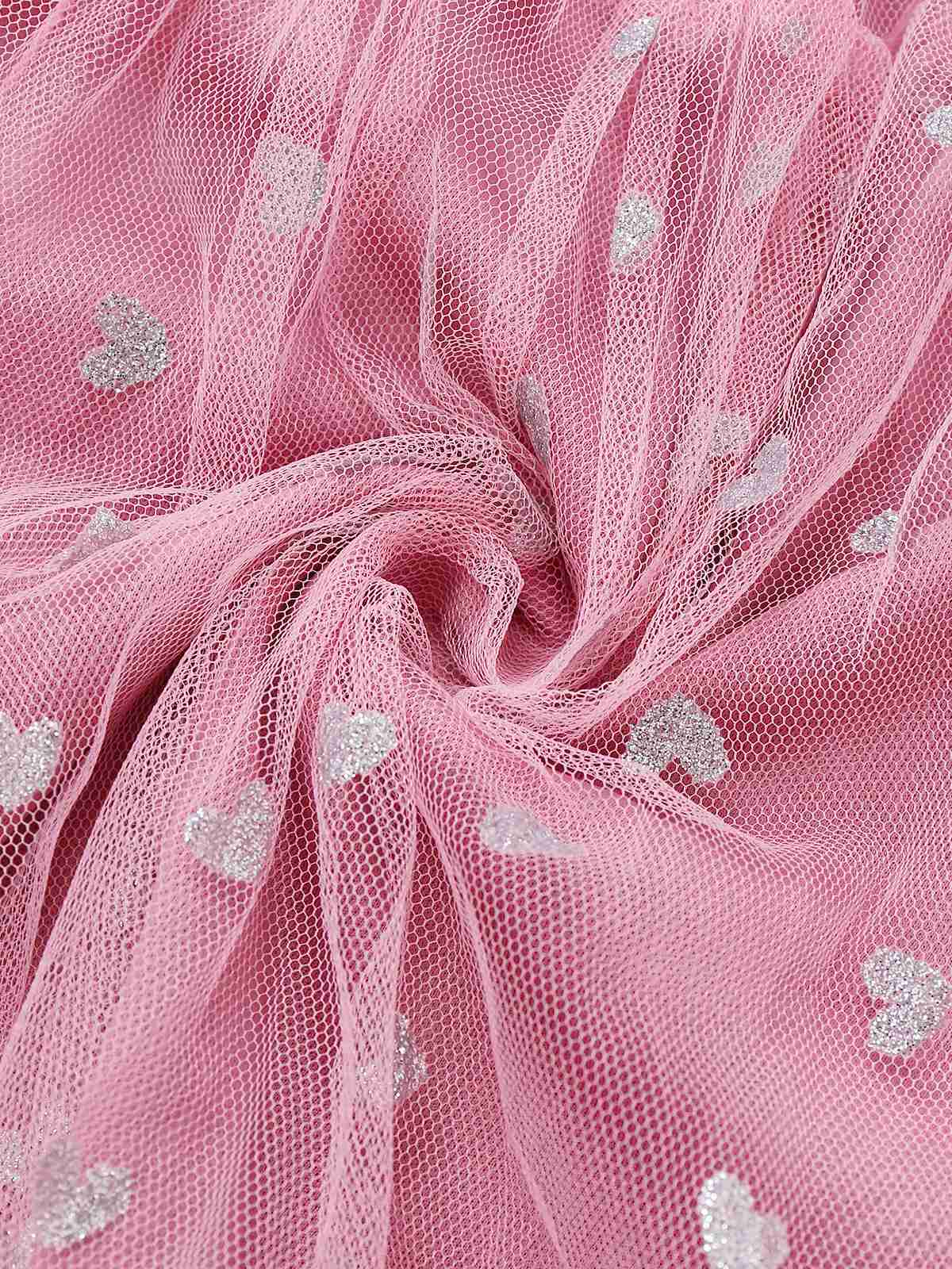 1930s Heart Silver Foil Tulle Spaghetti Strap Prom Dress - Image 4
