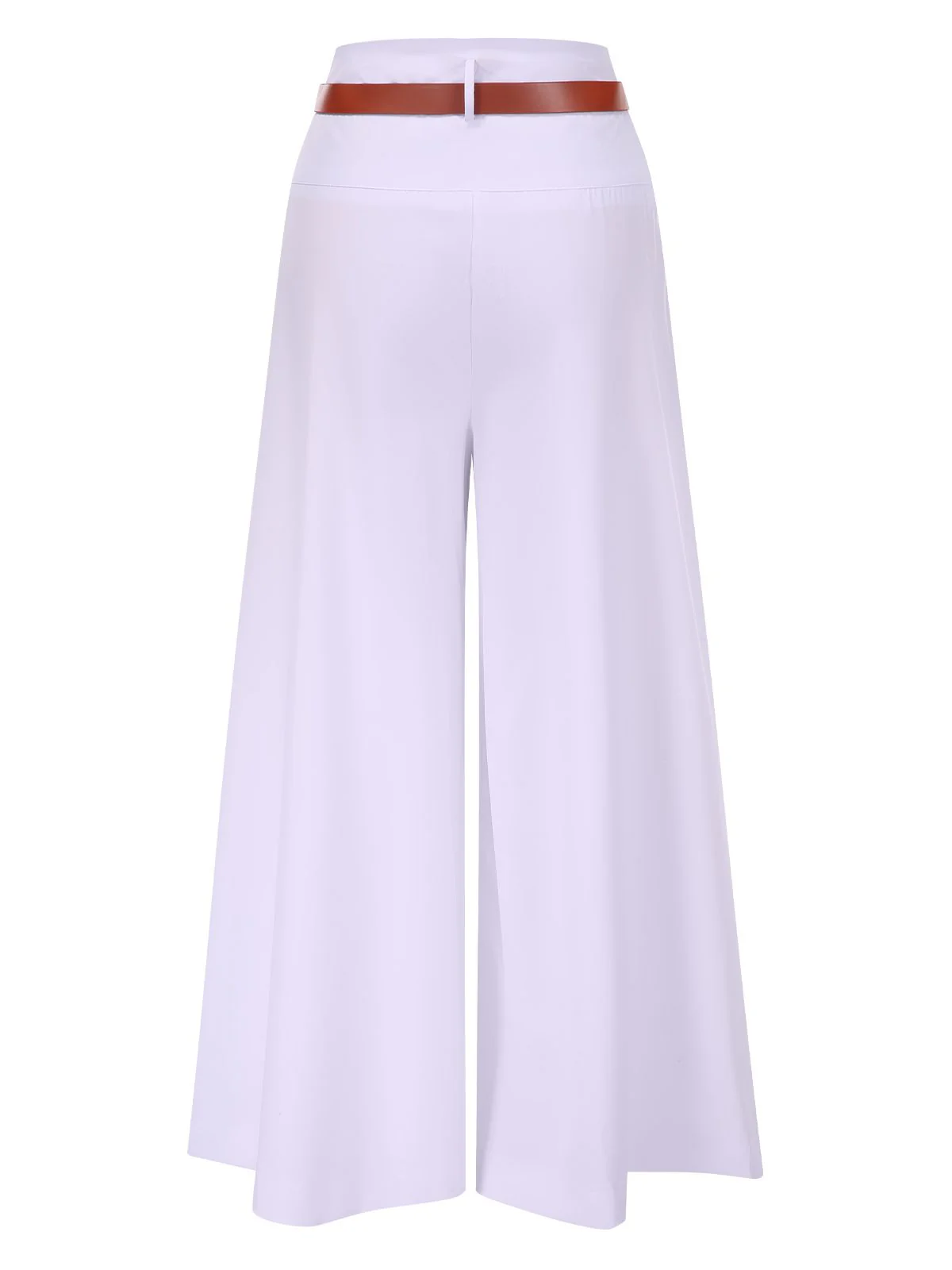 1930s High Waist Belted Wide-Leg Solid Pants - Image 3