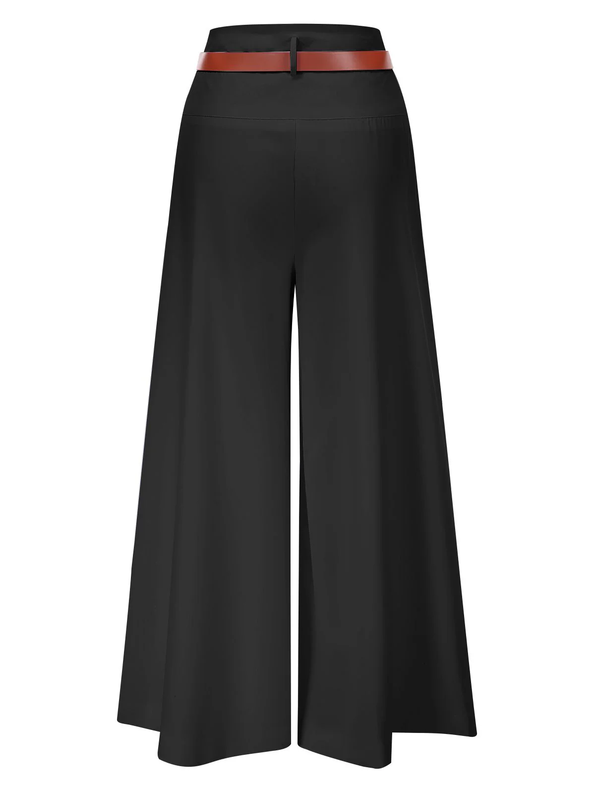 1930s High Waist Belted Wide-Leg Solid Pants - Image 6