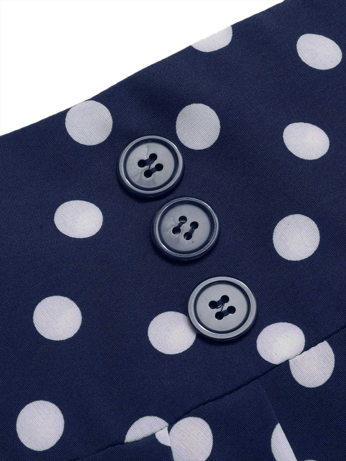 1930s High Waist Contrast Polka Dots Skirt - Image 10