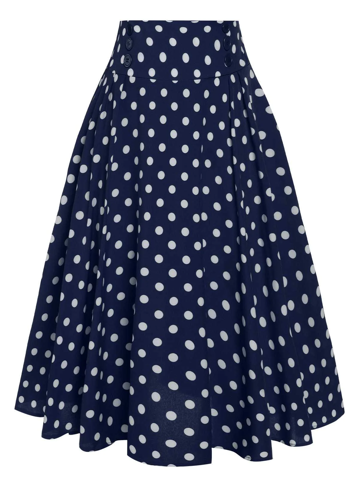 1930s High Waist Contrast Polka Dots Skirt - Image 6