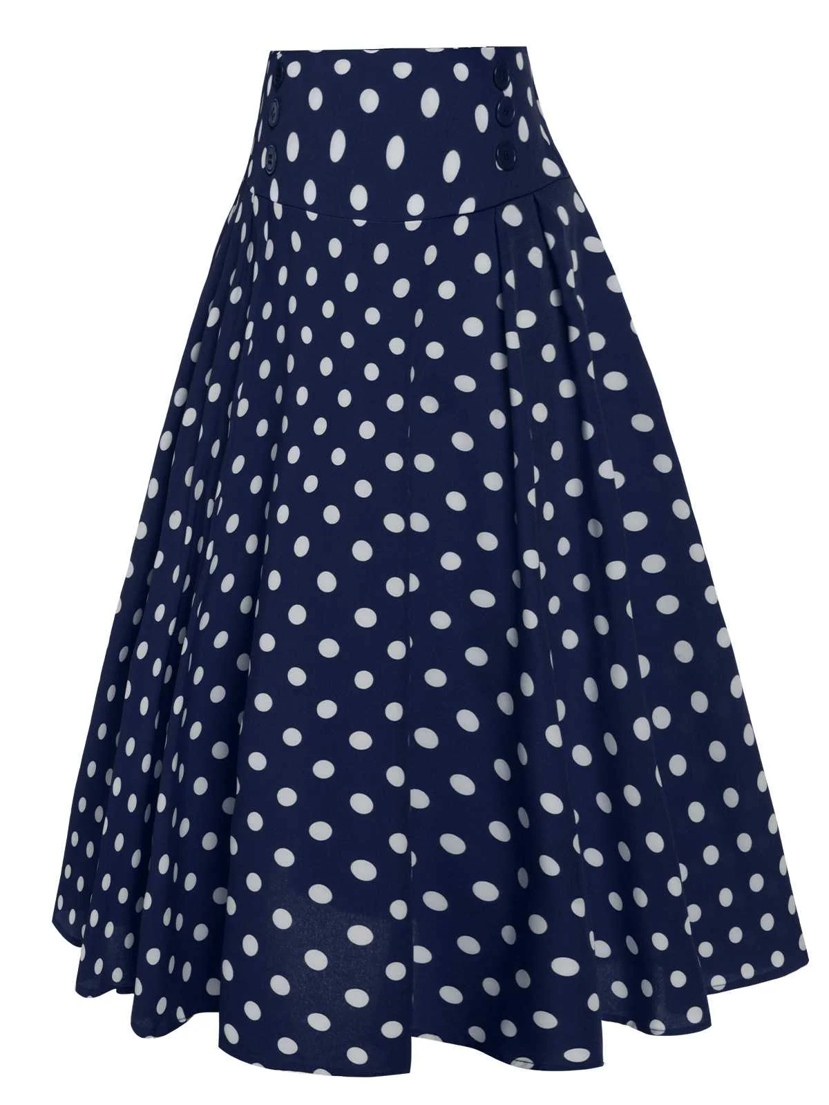1930s High Waist Contrast Polka Dots Skirt - Image 7