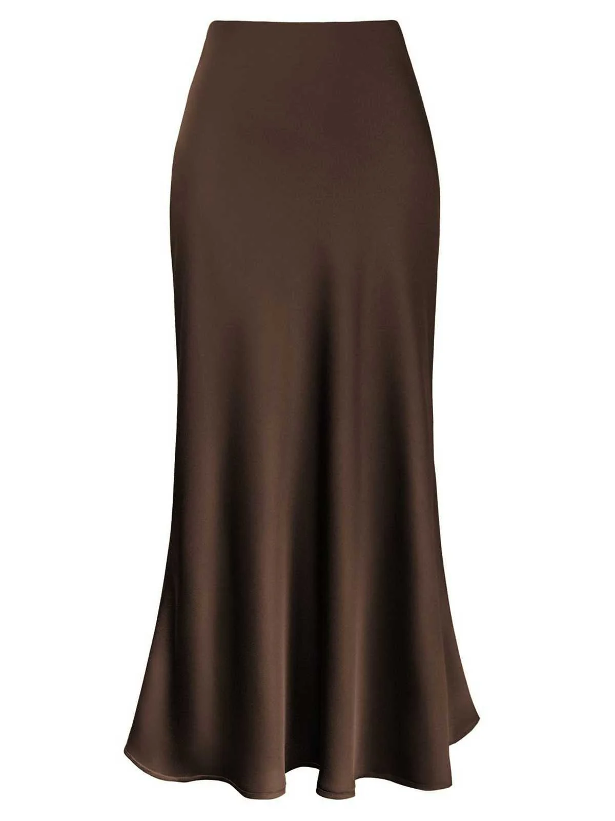 1930s High-Waist Satin Solid Mermaid Skirt - Image 3