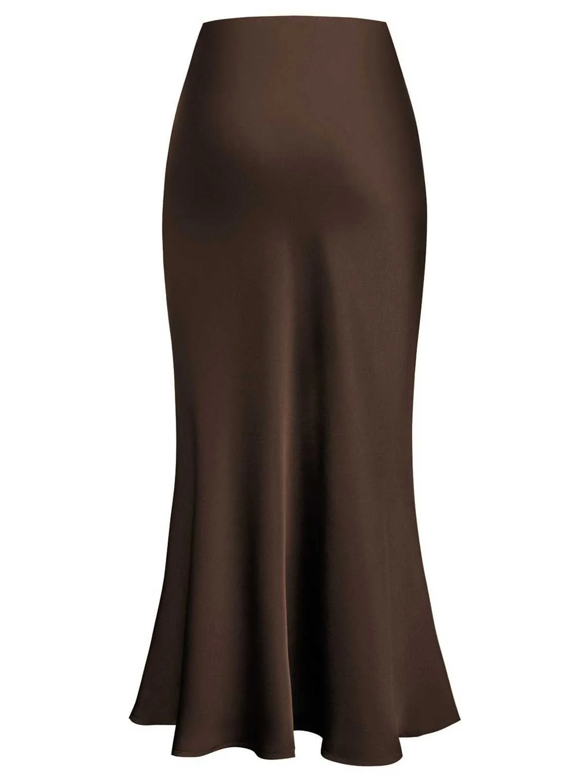 1930s High-Waist Satin Solid Mermaid Skirt - Image 4