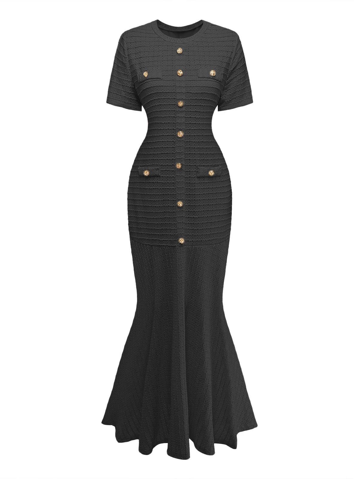 1930s Hollow Out Plaid Mermaid Dress - Image 10