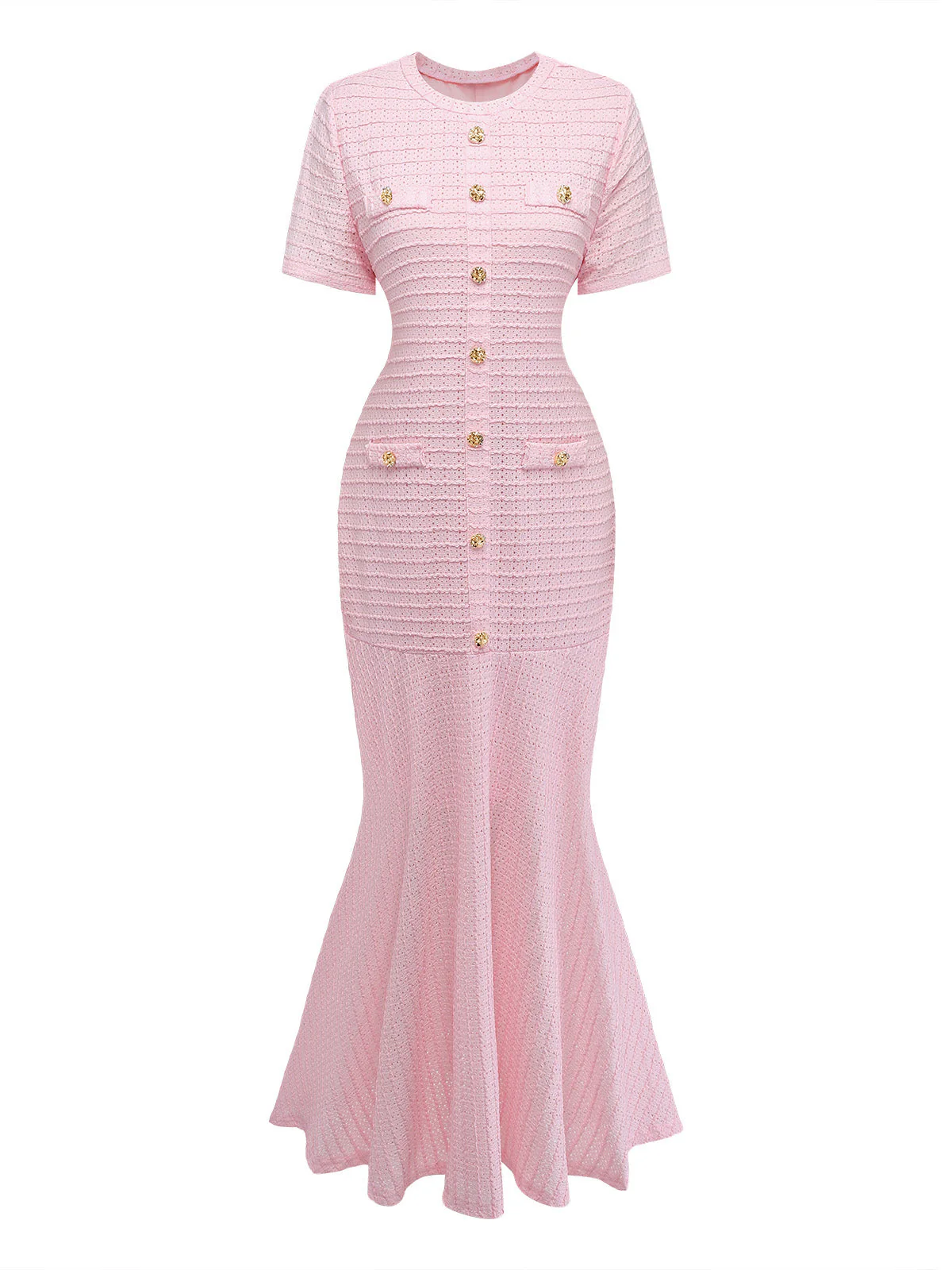 1930s Hollow Out Plaid Mermaid Dress - Image 2