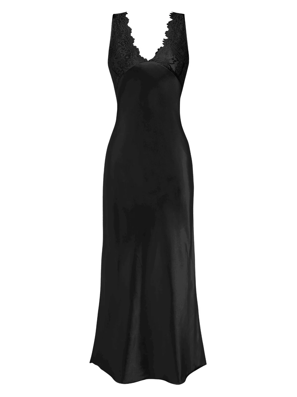 1930s Lace Hollow Satin Patchwork V-Neck Nightgown - Image 5