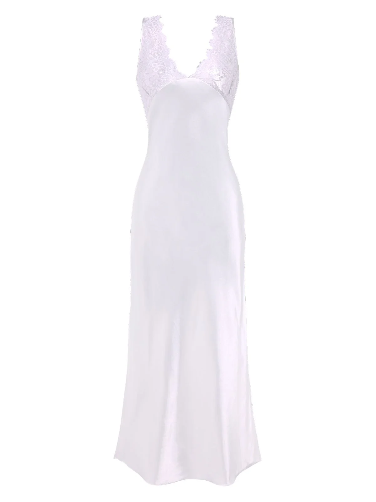 1930s Lace Hollow Satin Patchwork V-Neck Nightgown - Image 7