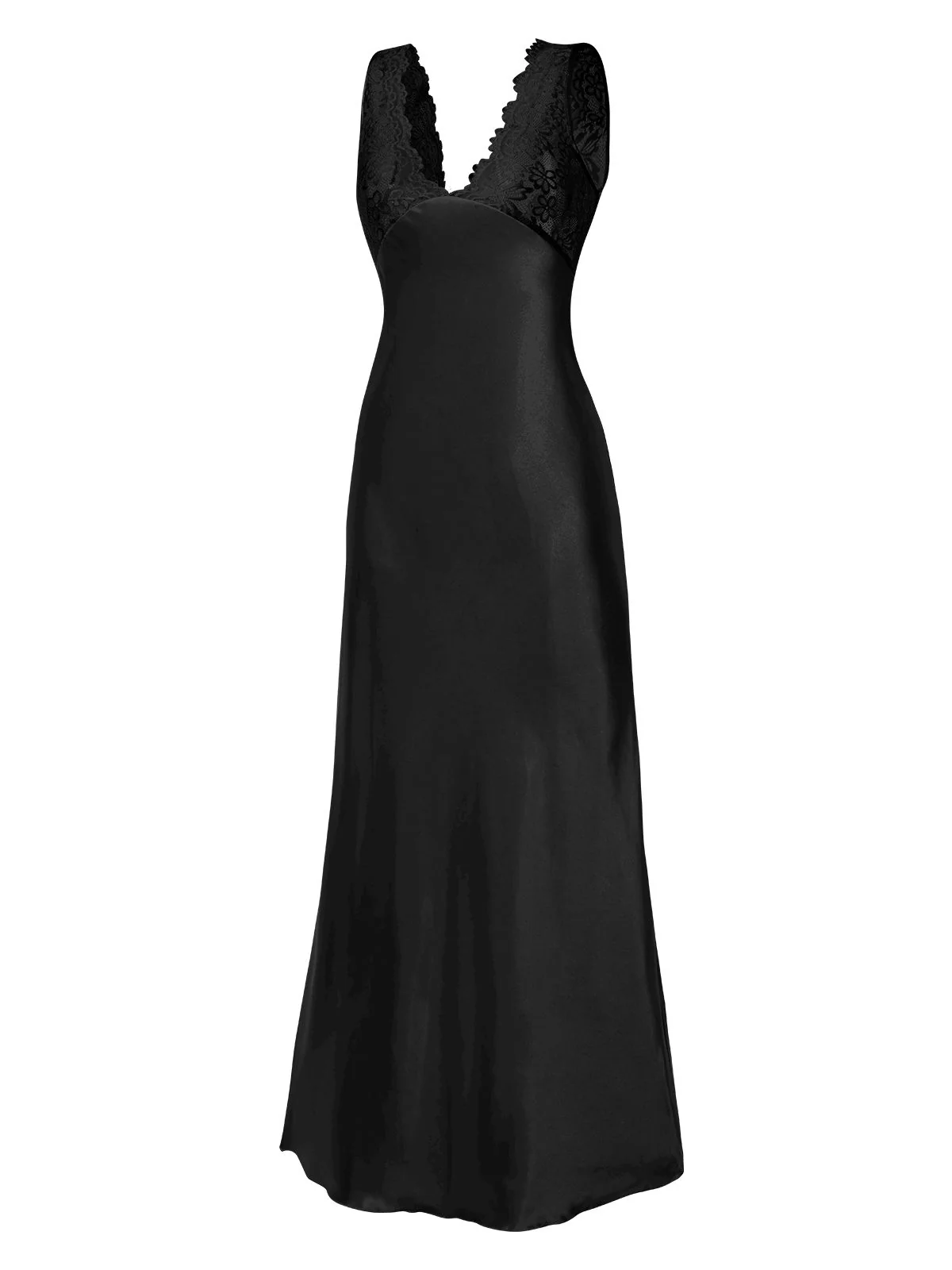 1930s Lace Hollow Satin Patchwork V-Neck Nightgown - Image 9
