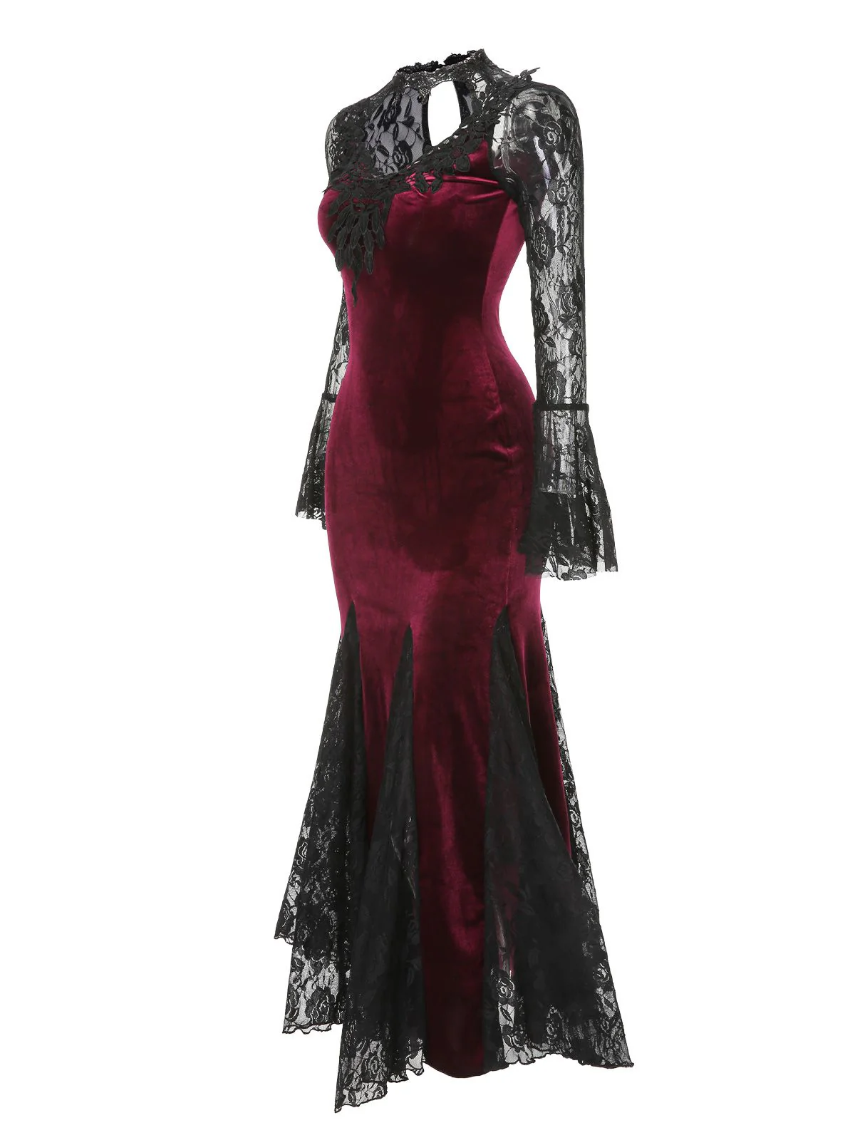 1930s Lace Long Sleeve Fishtail Dress - Image 3