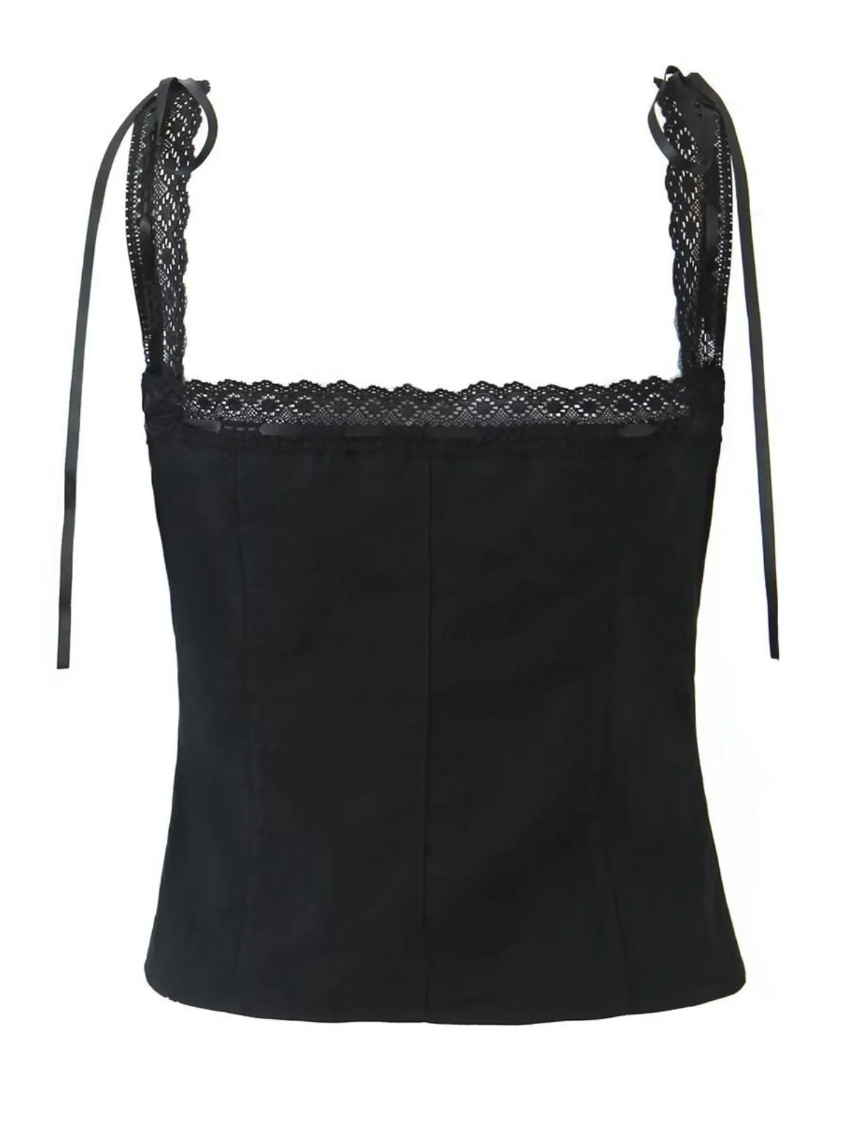 1930s Lace Patchwork Square Neck Pleated Camisole - Image 2