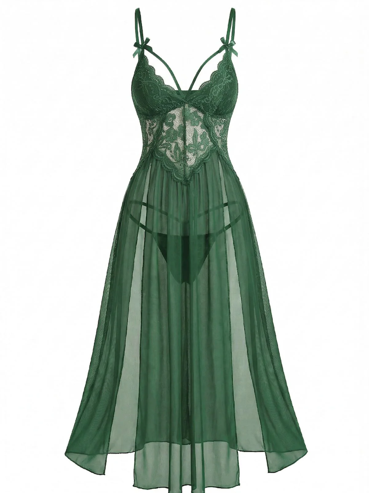 1930s Lace Spaghetti Strap Mesh Nightgowns - Image 3