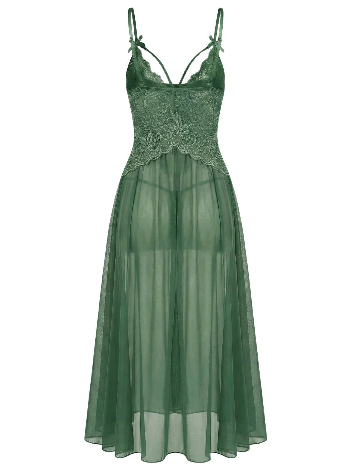 1930s Lace Spaghetti Strap Mesh Nightgowns - Image 4