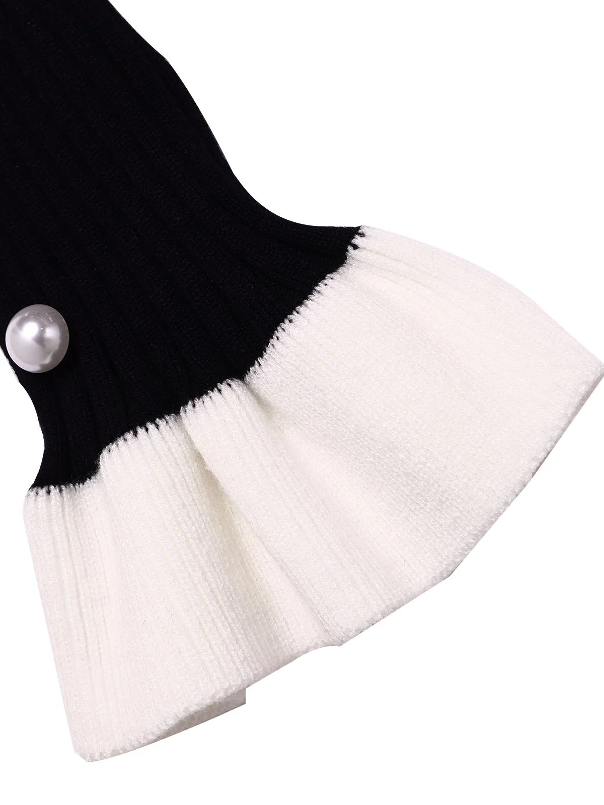 1930s Lapel Knitted Colorblock Fishtail Dress - Image 6