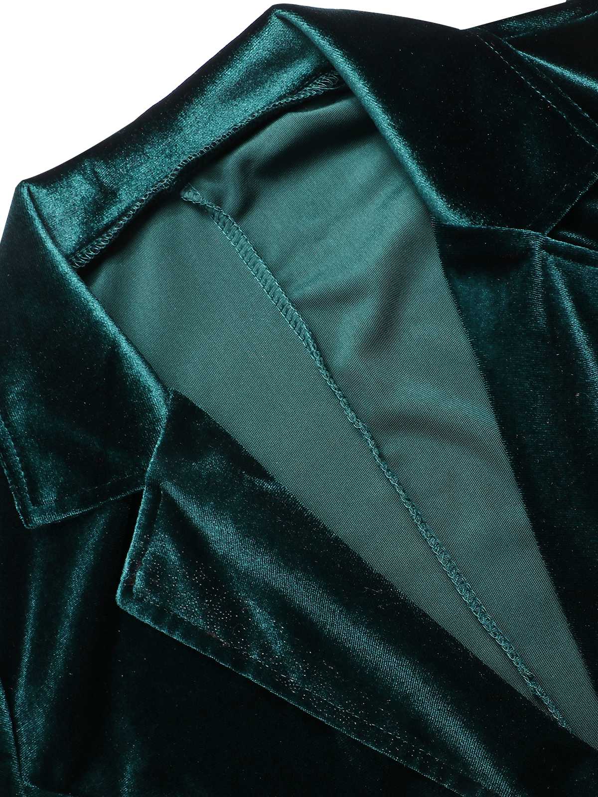 1930s Lapel Pocketed Velvet Solid Coat - Image 11