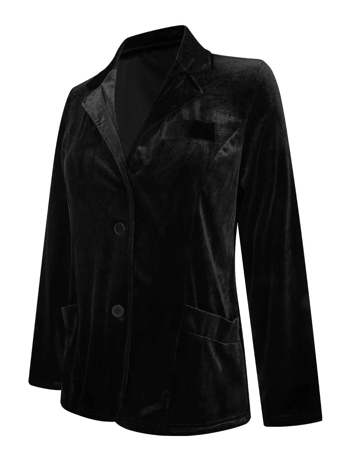 1930s Lapel Pocketed Velvet Solid Coat - Image 14