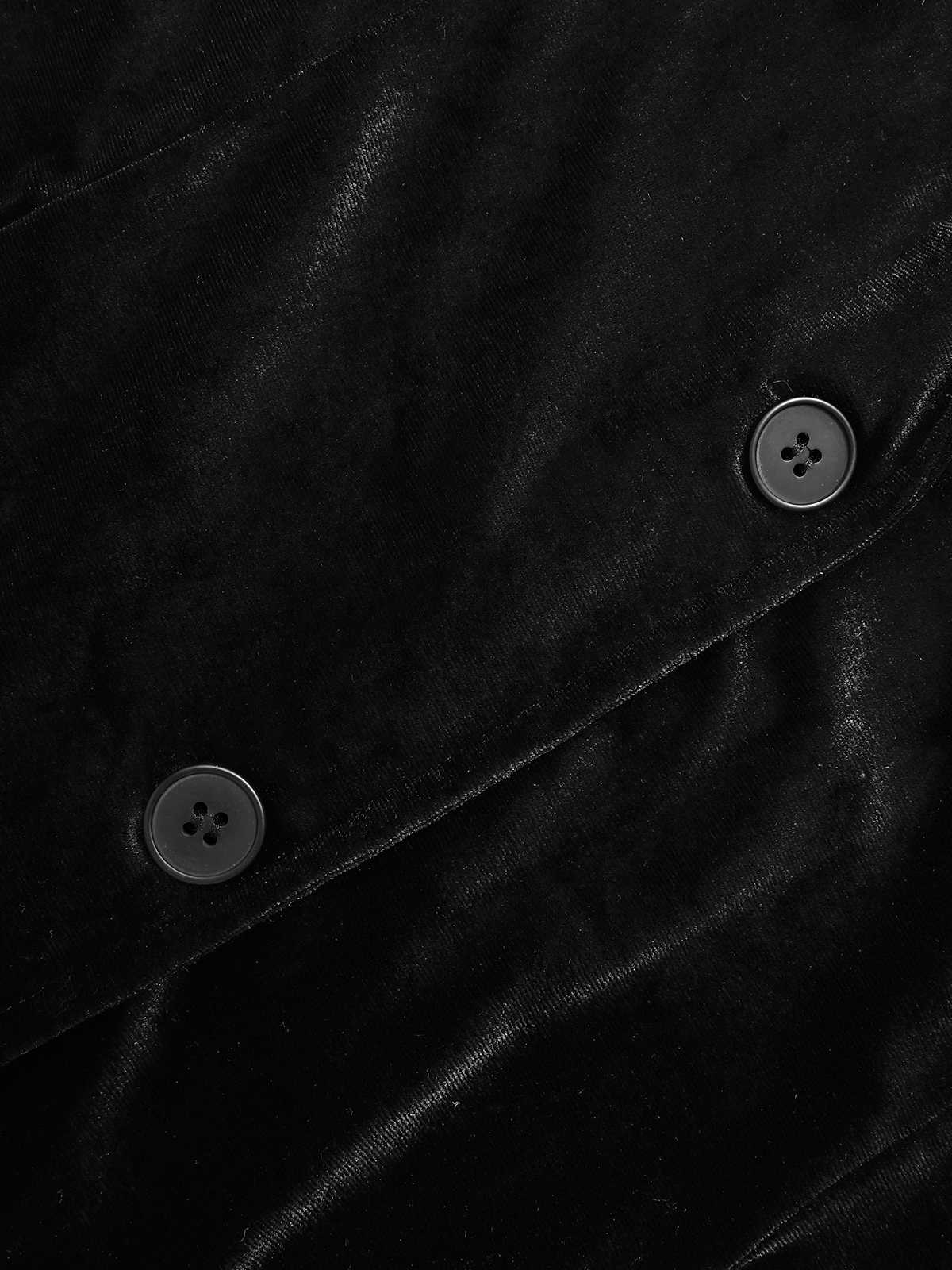1930s Lapel Pocketed Velvet Solid Coat - Image 15