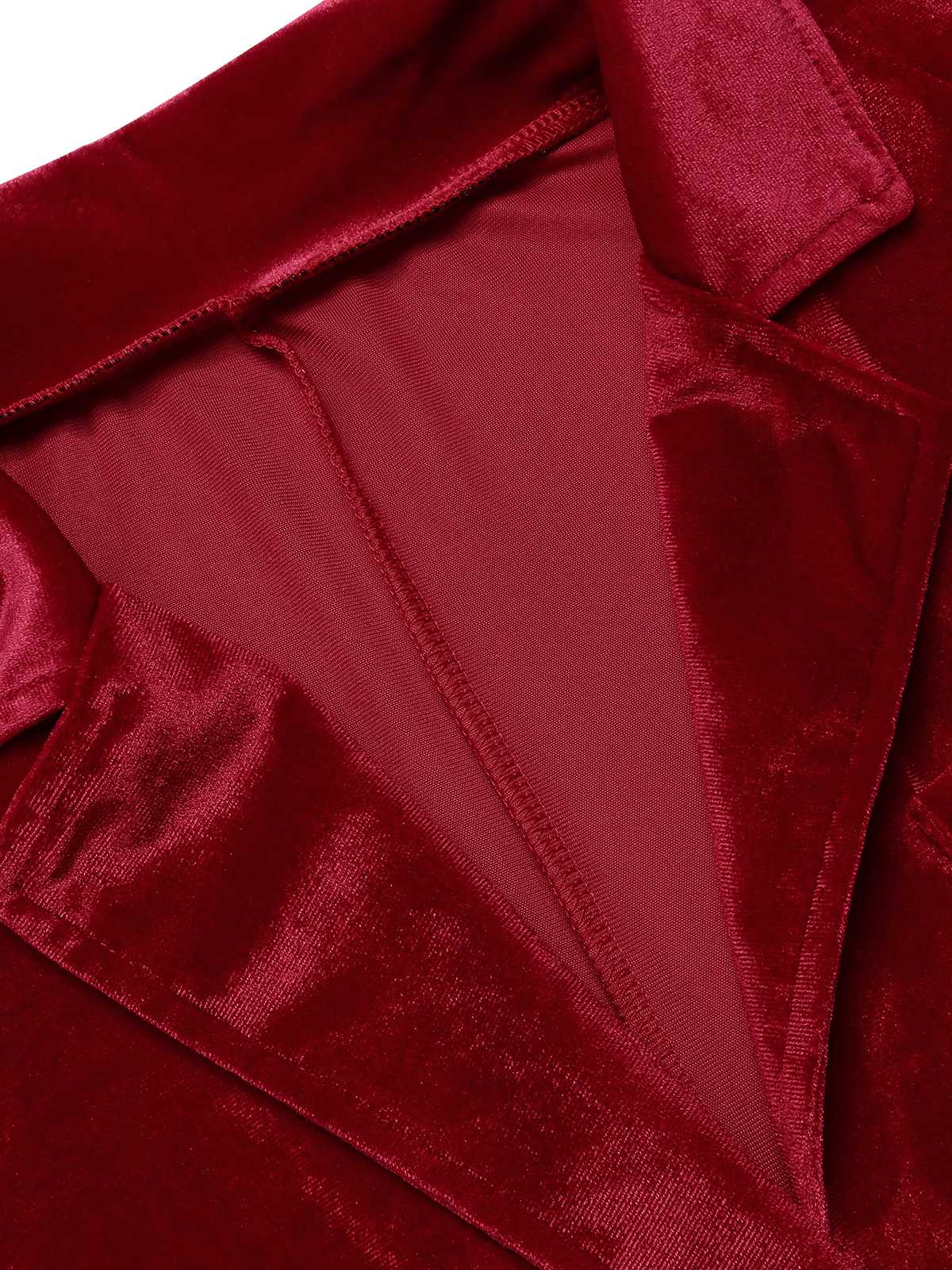 1930s Lapel Pocketed Velvet Solid Coat - Image 4