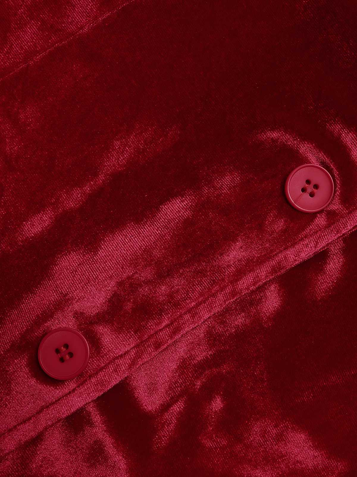 1930s Lapel Pocketed Velvet Solid Coat - Image 6