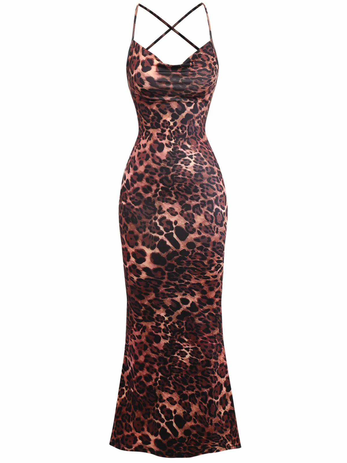 1930s Leopard Print Backless Spaghetti Strap Dress - Image 2