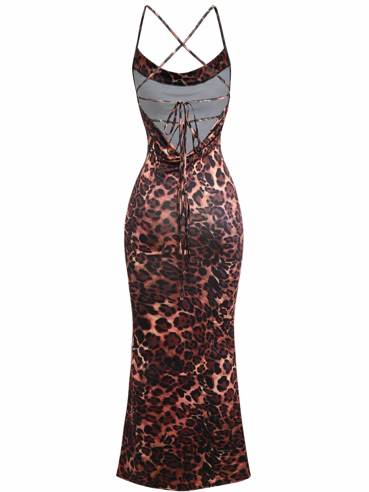 1930s Leopard Print Backless Spaghetti Strap Dress - Image 3