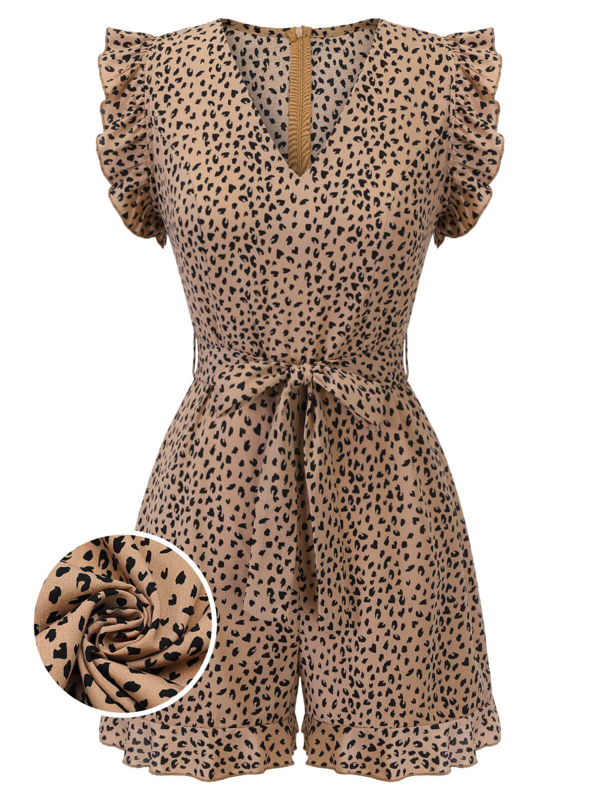1930s Leopard Print Mullet Sleeves V-neck Romper - Image 2