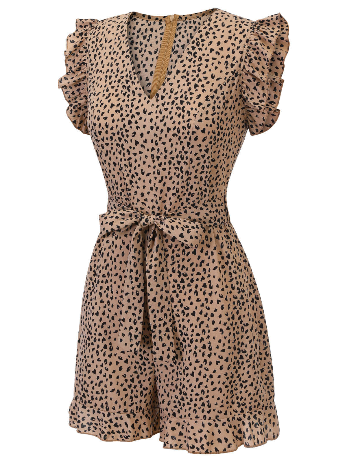 1930s Leopard Print Mullet Sleeves V-neck Romper - Image 3