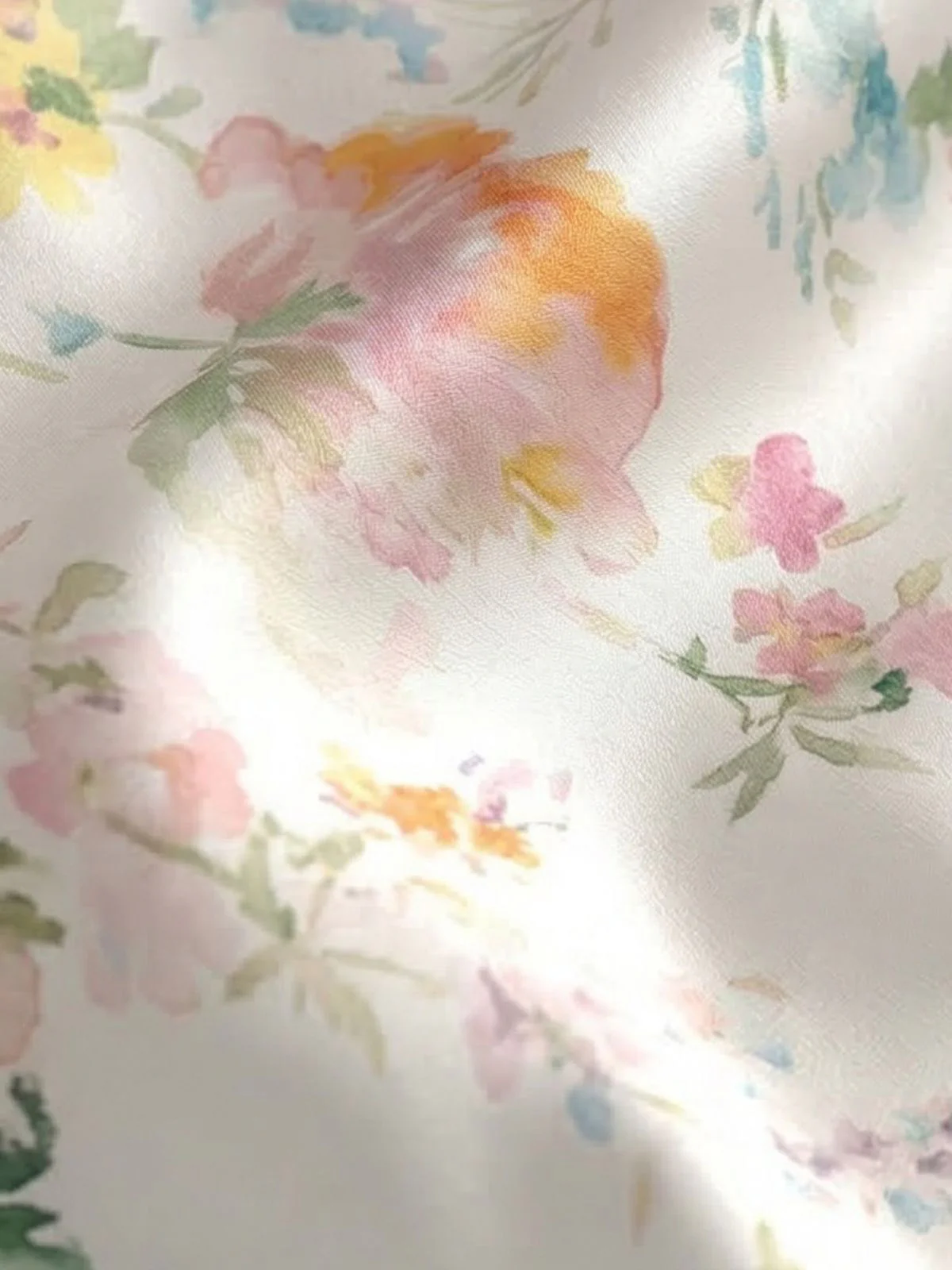 1930s Mock Neck Watercolor Floral Satin Mermaid Dress - Image 4