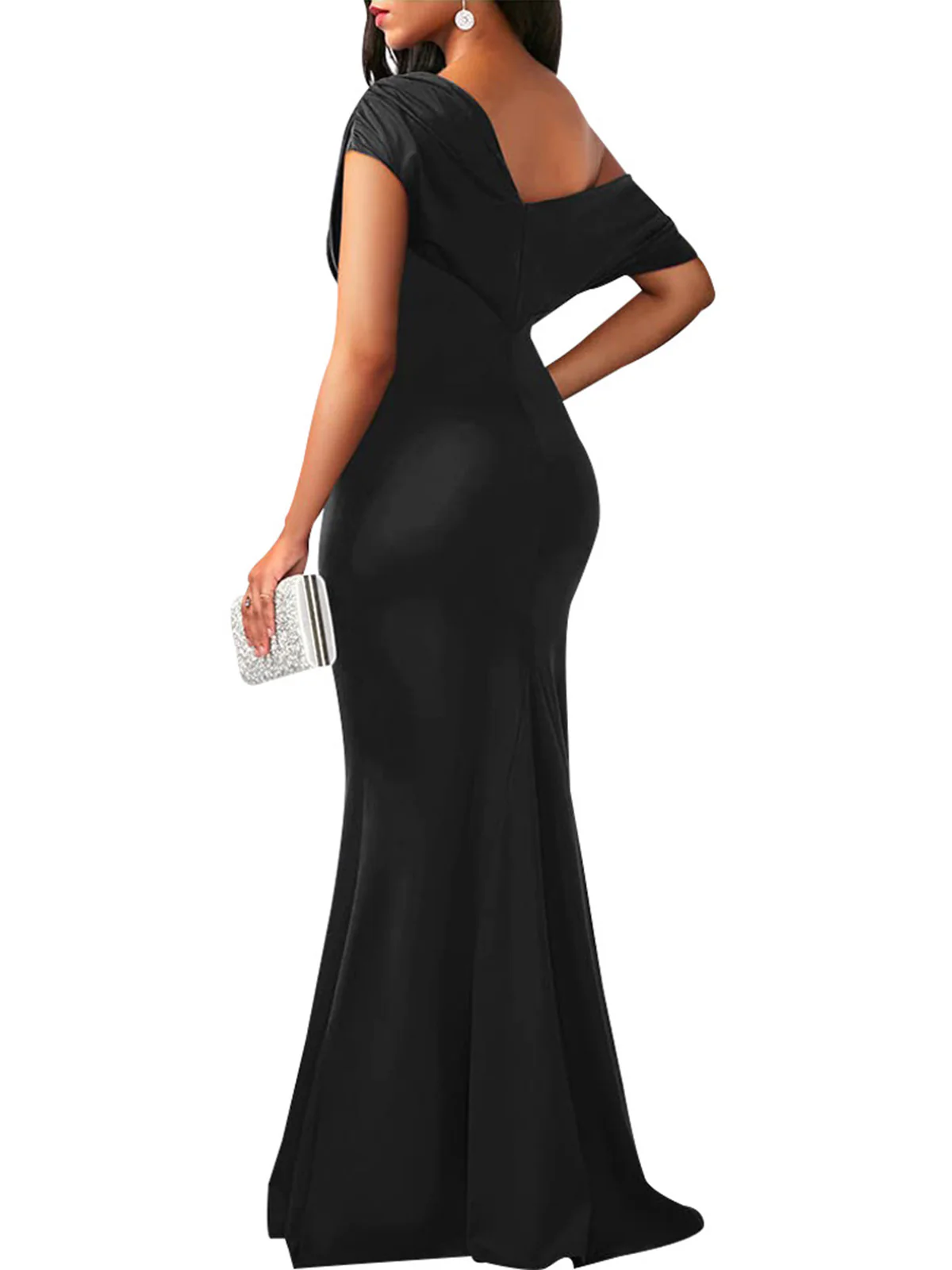 1930s Off-Shoulder Bodycon Maxi Dress - Image 5