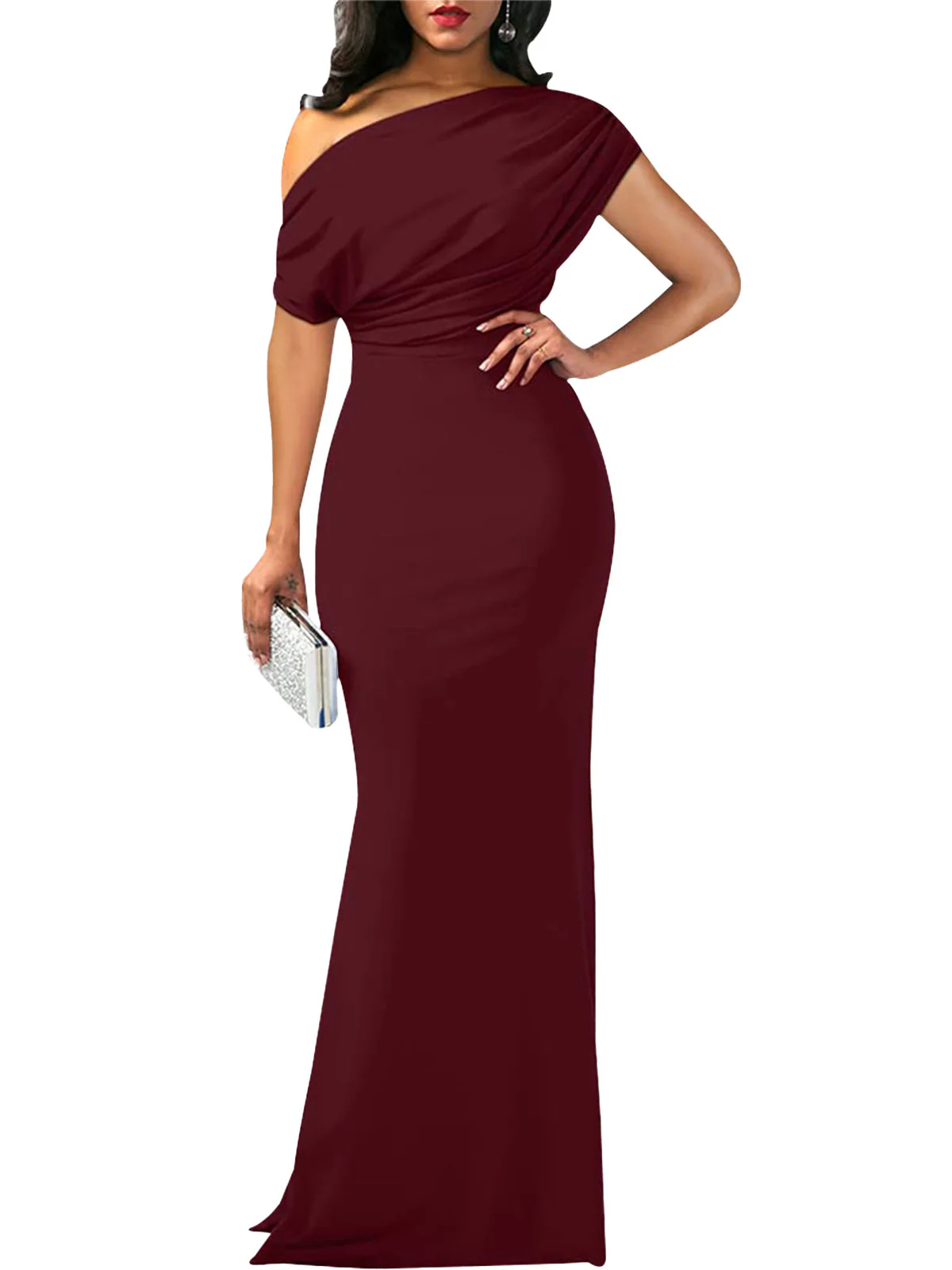 1930s Off-Shoulder Bodycon Maxi Dress - Image 7
