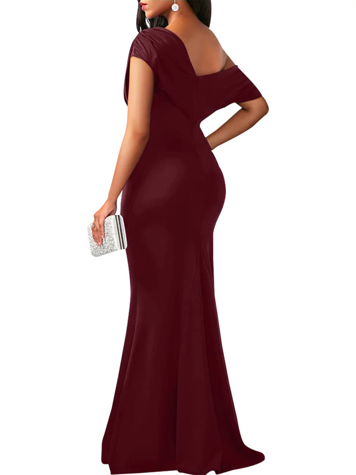 1930s Off-Shoulder Bodycon Maxi Dress - Image 8