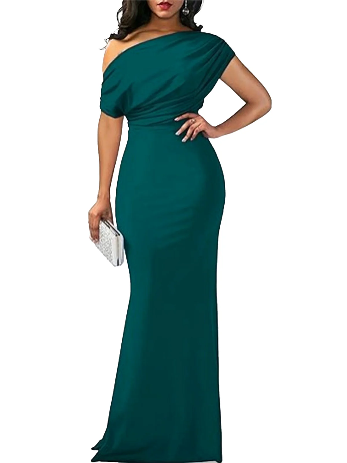 1930s Off-Shoulder Bodycon Maxi Dress - Image 9