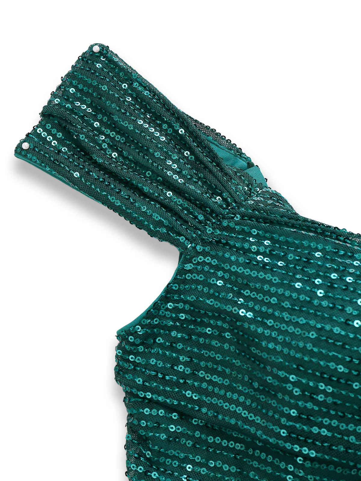 1930s Off-Shoulder Glitter Slit Maxi Dress - Image 4