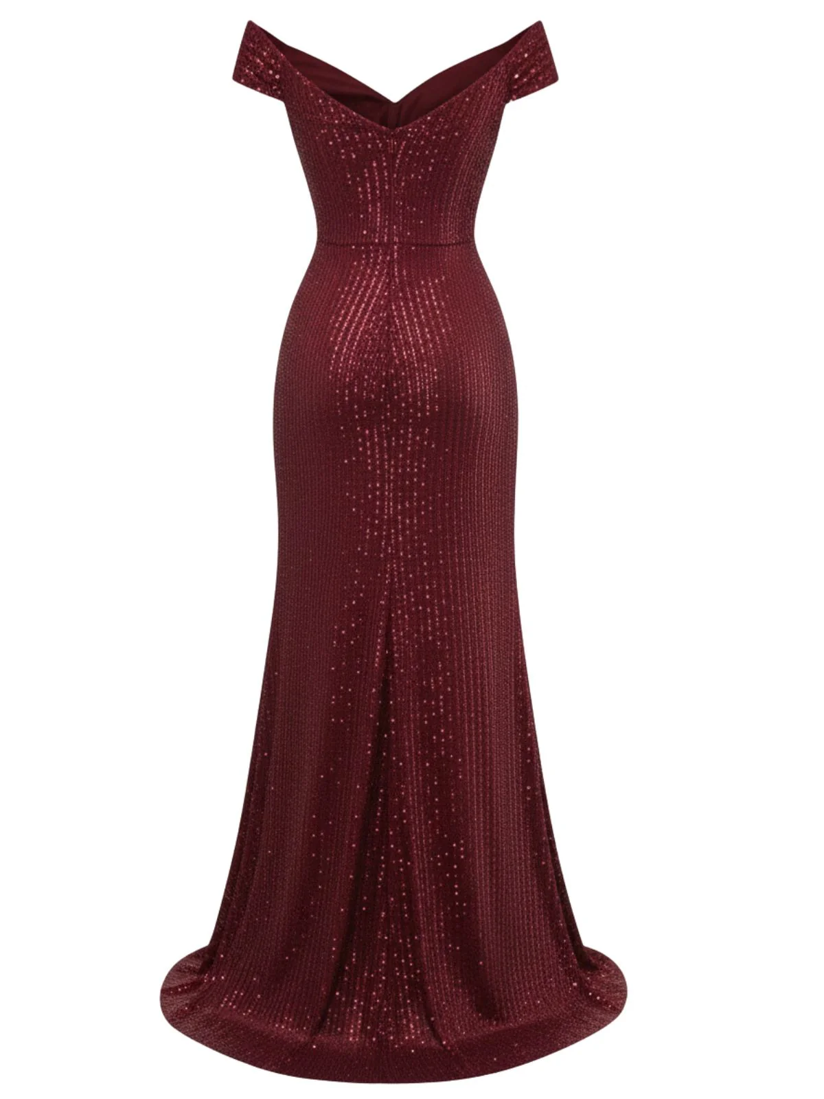 1930s Off-Shoulder Glitter Slit Maxi Dress - Image 7