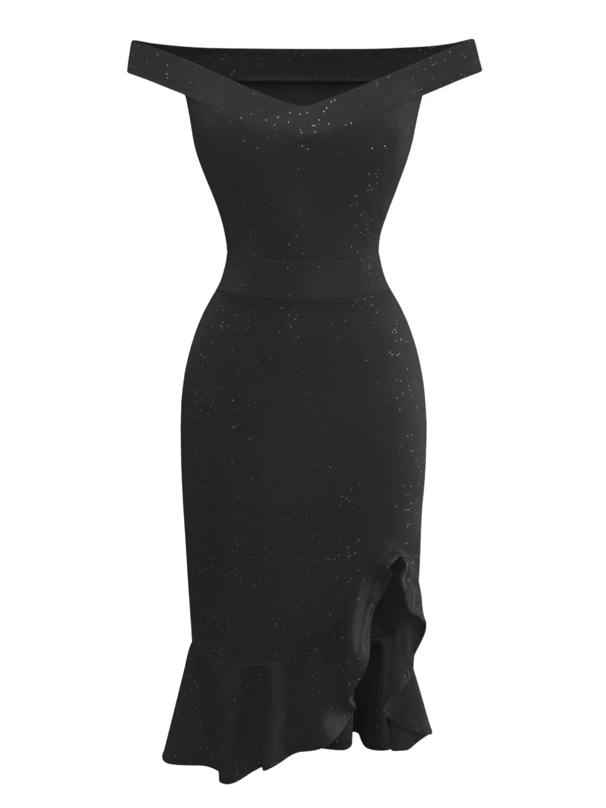 1930s Off-Shoulder Shimmery Mermaid Dress - Image 8