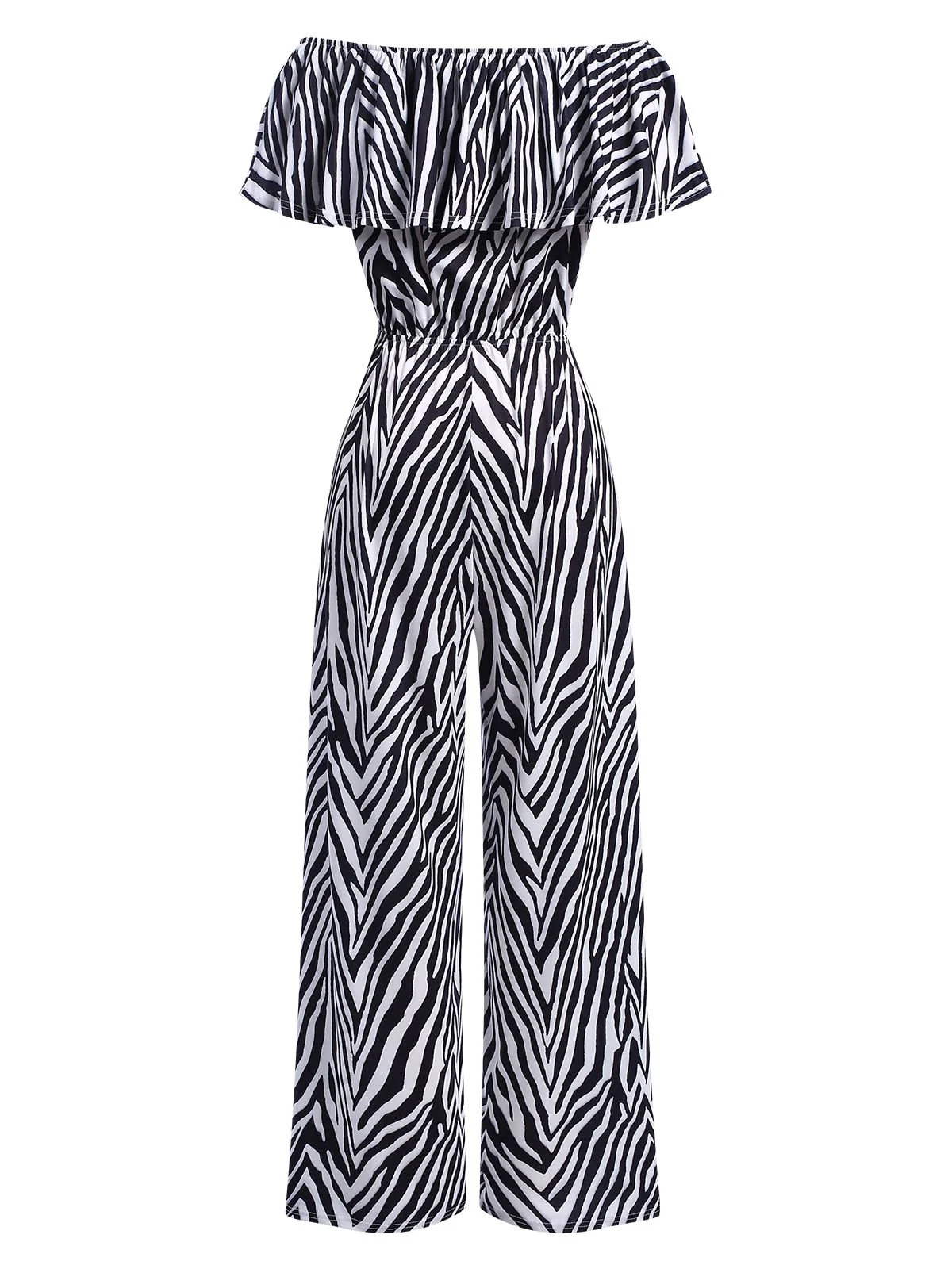 1930s Off-Shoulder Zebra Stripe Jumpsuit - Image 2