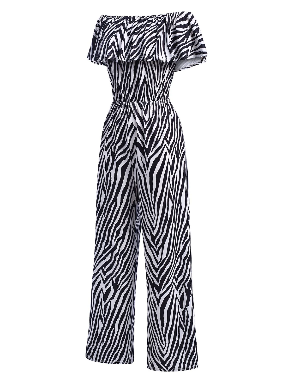 1930s Off-Shoulder Zebra Stripe Jumpsuit - Image 3