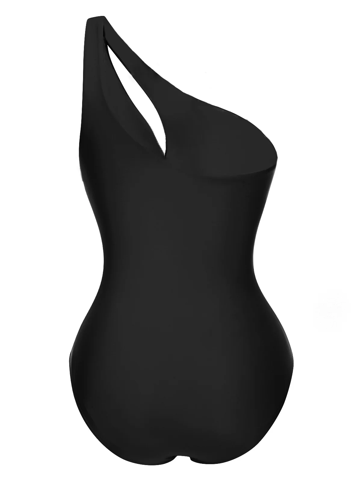 1930s One-Shoulder Cut-Out Solid One-Piece Swimsuit - Image 4