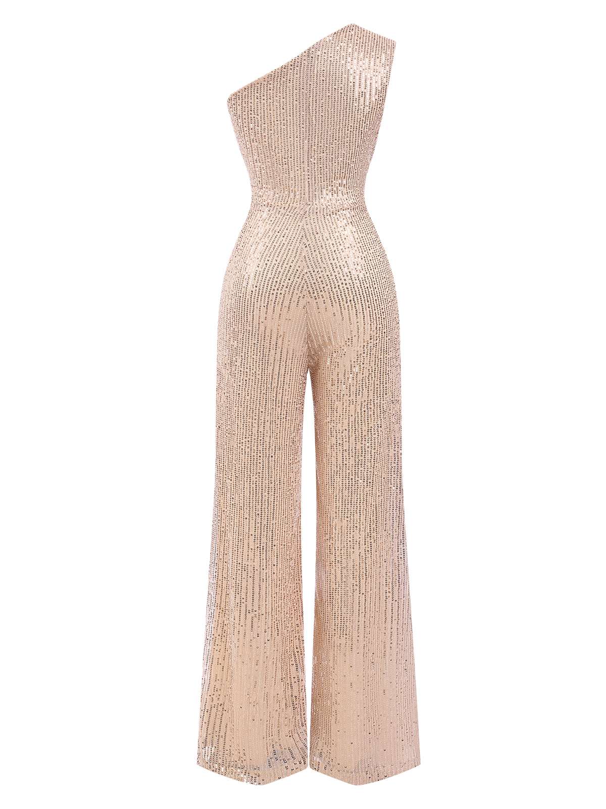 1930s One Shoulder Glitter Solid Jumpsuit - Image 6