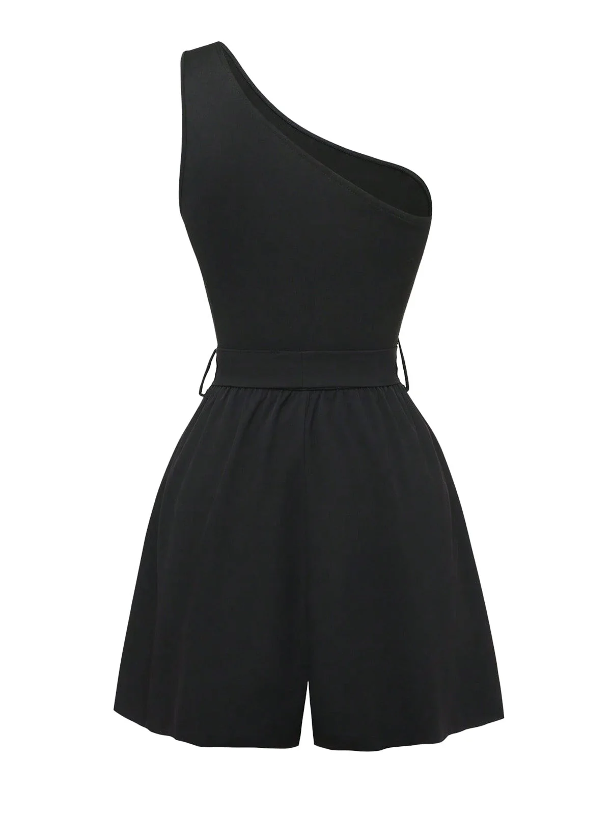1930s One-Shoulder Plants Sleeveless Belted Romper - Image 6