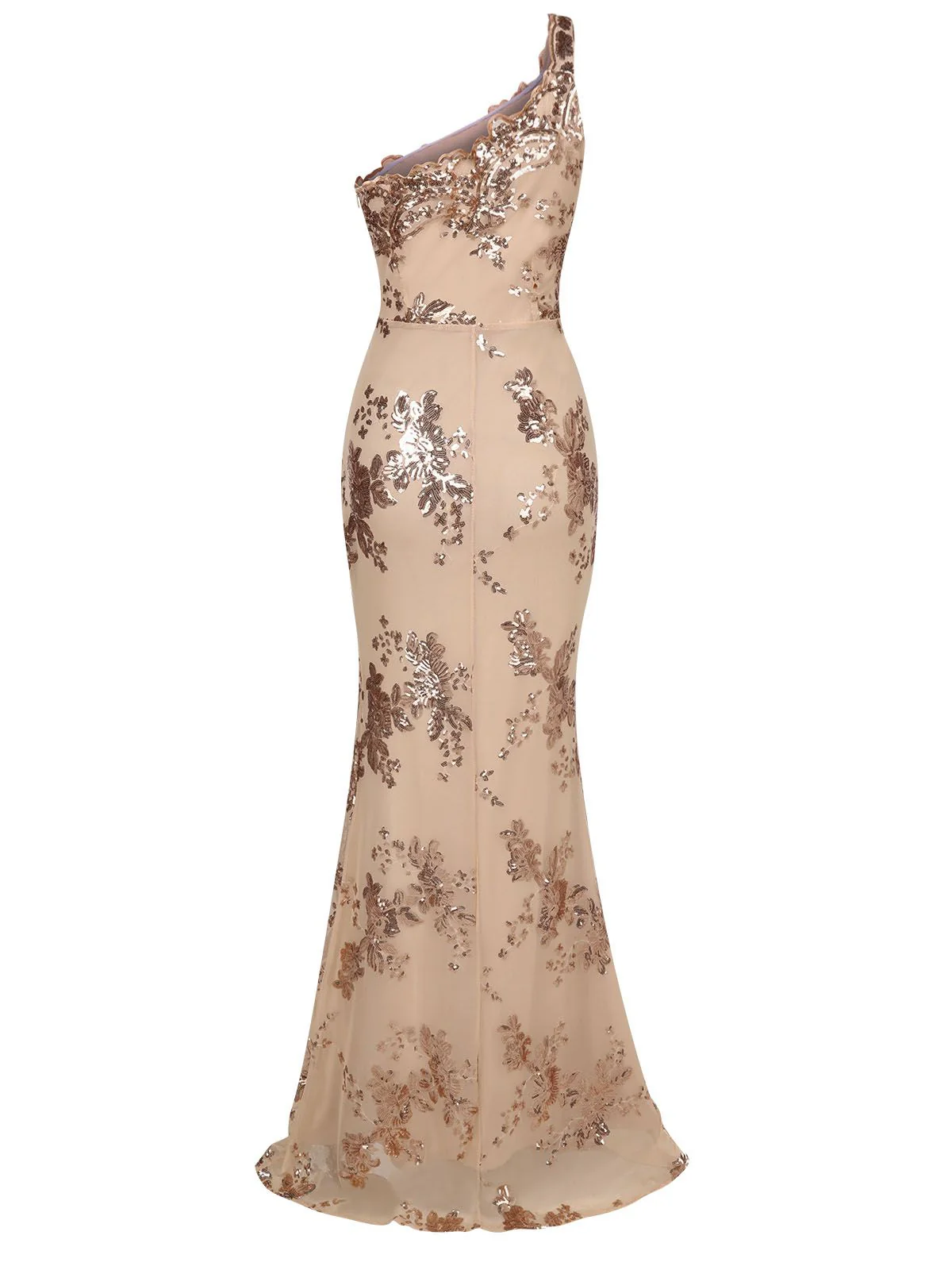 1930s One Shoulder Sequined Floral Slit Dress - Image 9