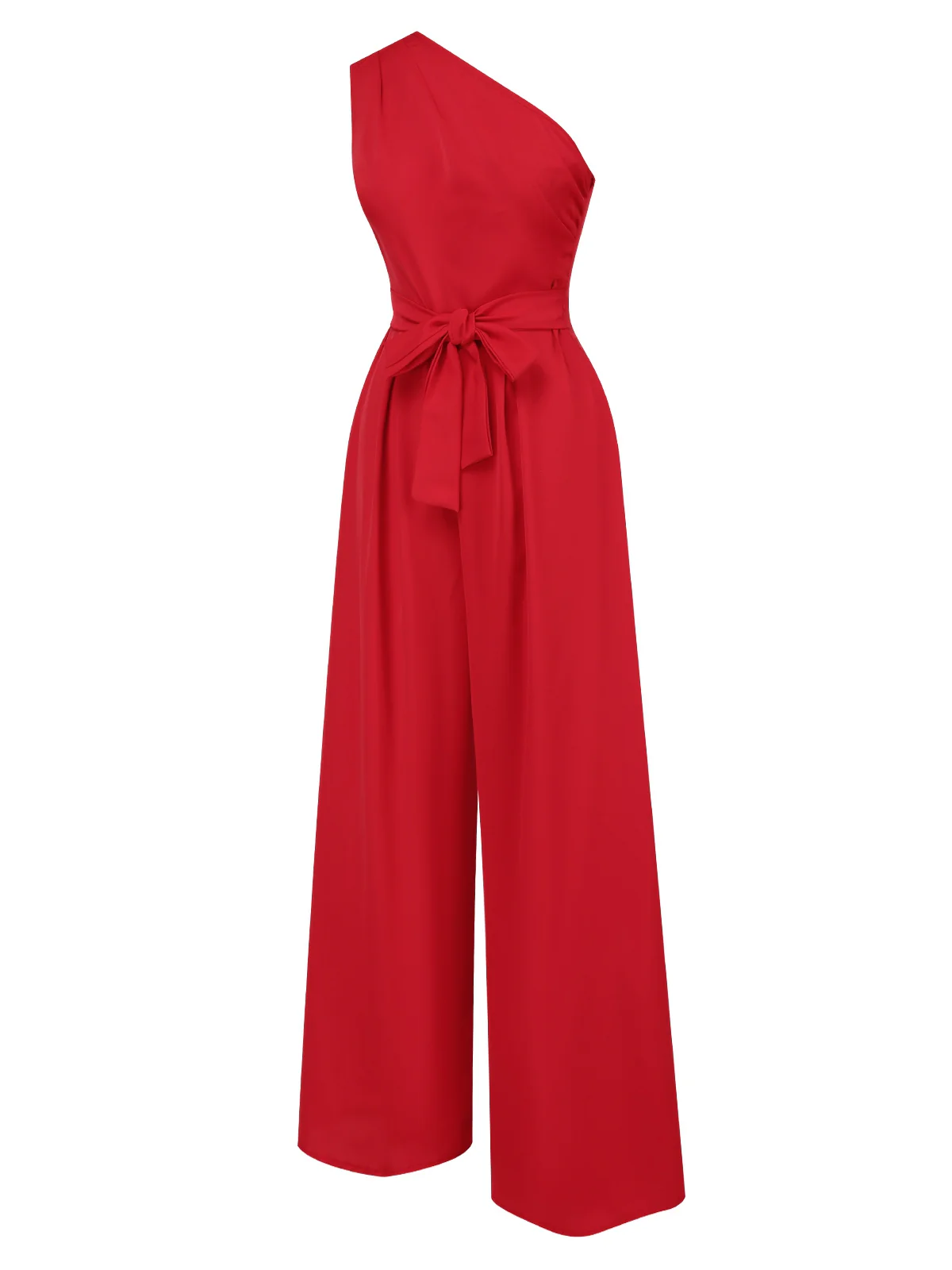 1930s One-Shoulder Solid Bind Jumpsuit - Image 2
