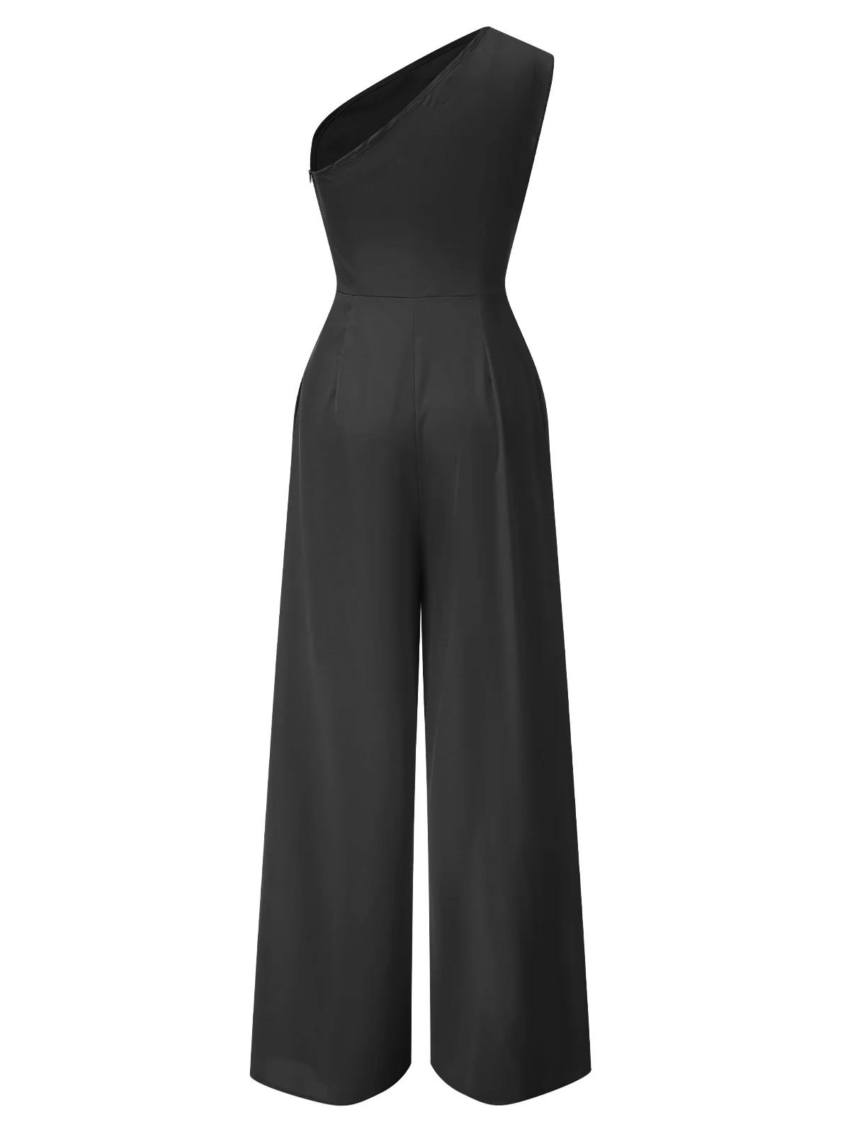 1930s One-Shoulder Solid Bind Jumpsuit - Image 7