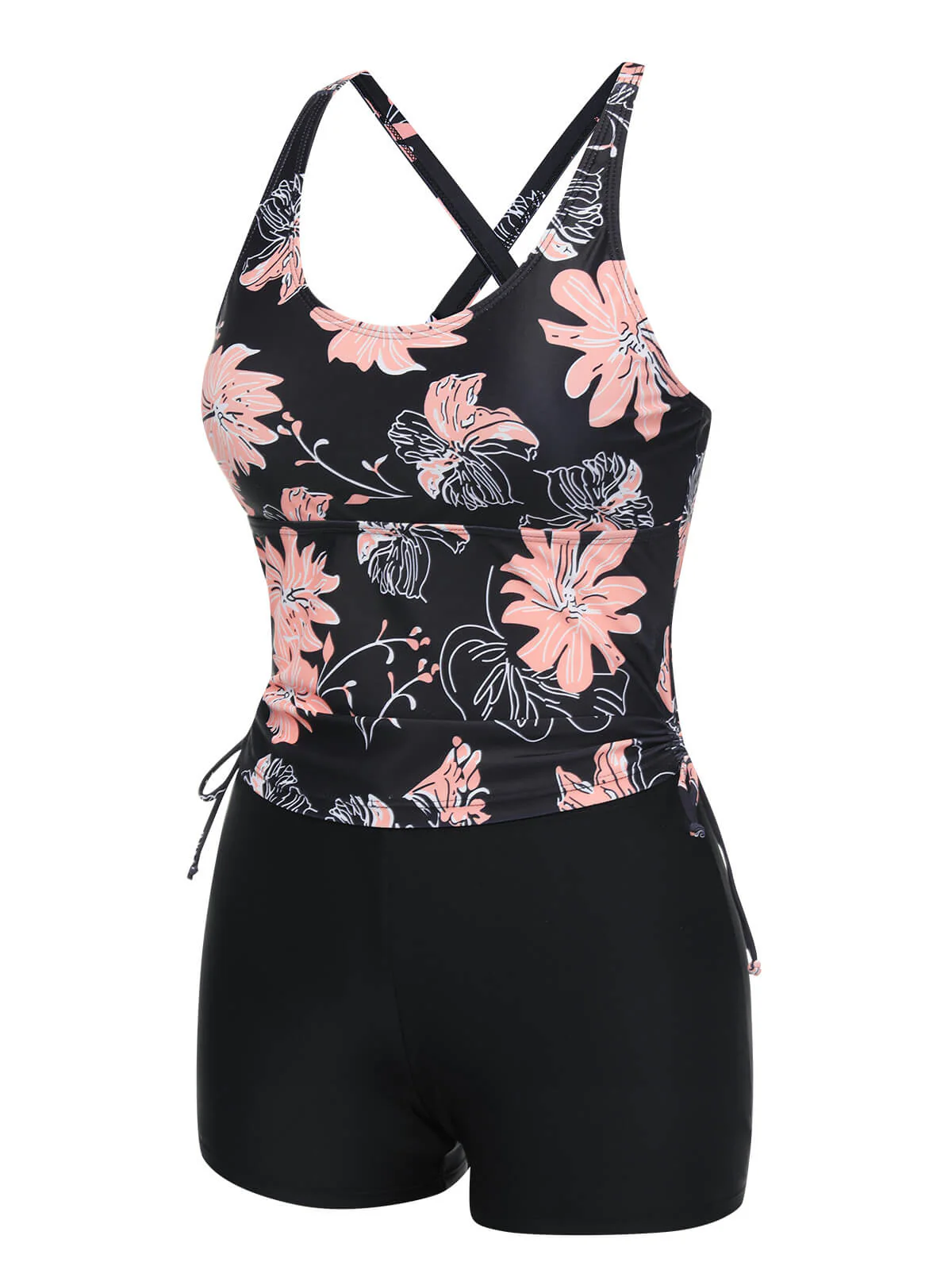 1930s Pink Floral Lace-Up Tankini - Image 2