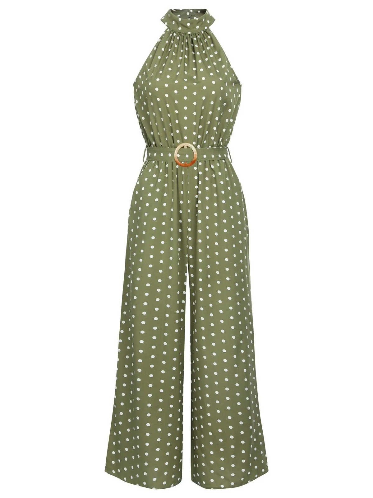 1930s Polka Dot Belt Jumpsuit - Image 2