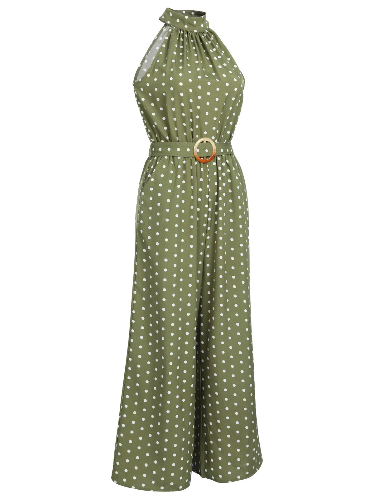 1930s Polka Dot Belt Jumpsuit - Image 3