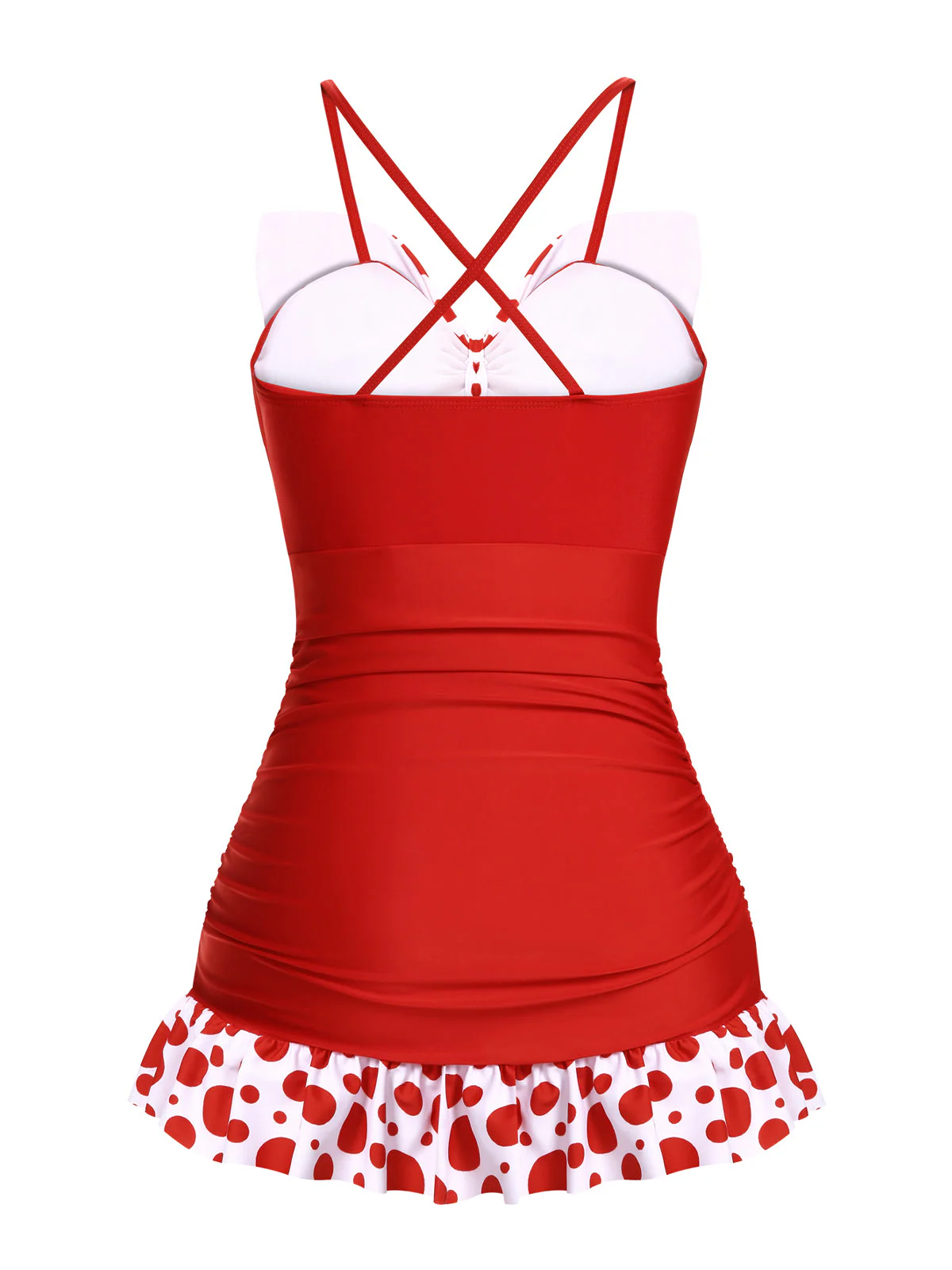 1930s Polka Dot Bowknot Patchwork Swimsuit - Image 6